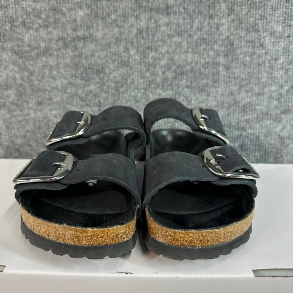 Birkenstock Arizona Big Buckle Black Oiled Leather Sandals 38 L7 M5 - Picture 3 of 13